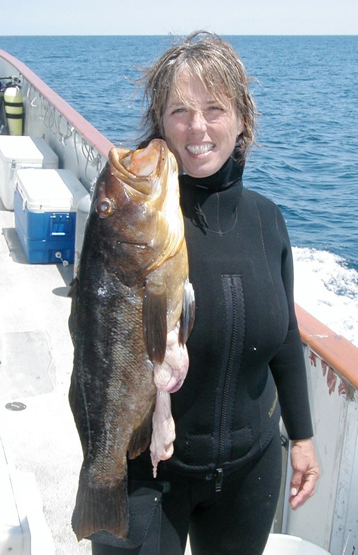 Terry Sobolewski witn 8.6 lb. Calico Bass on the Westerly Dive Boat