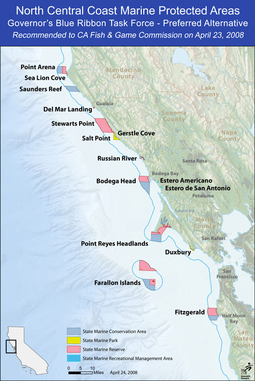 Map of the North Central California Coast Marine Protected Areas