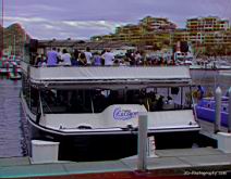 The evening cattle boat dinner/booze cruise readies to depart from in front of No Worrys