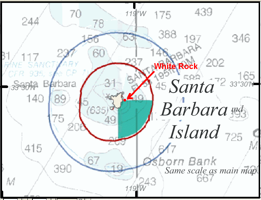 map of the dive site, White Rock< at Santa Barbara Island