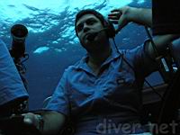 Ofer watches the instrument panel as the Deep See submerges